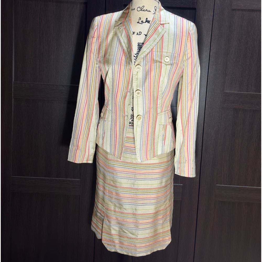 Akris Punto striped silk blazer/skirt set
